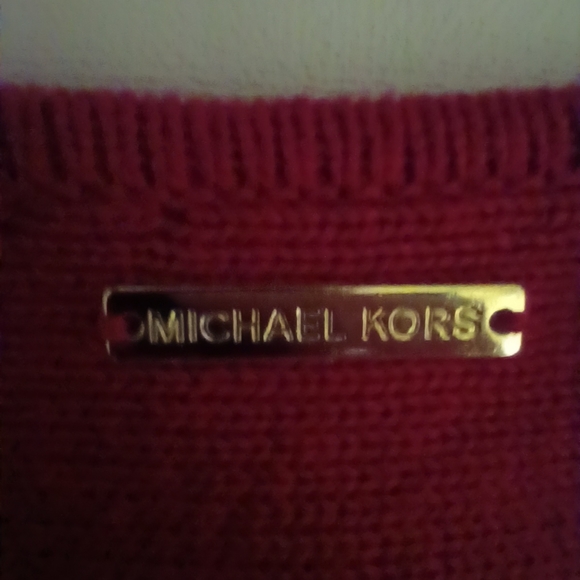 Michael Kors Women's Size Large Red Long Sleeve Sweater With Zippers High Low - Picture 6 of 6